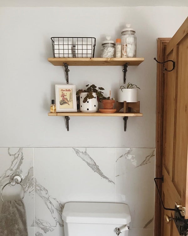 shelving unit above toilet