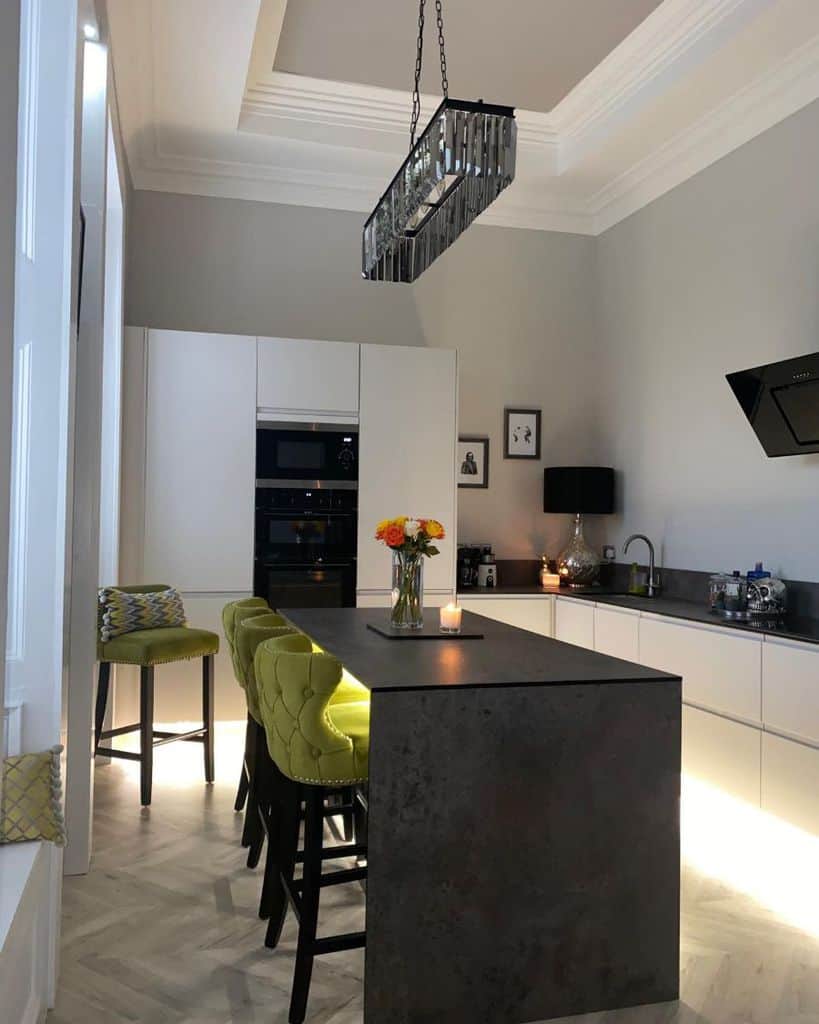 modern kitchen with led under counter lights