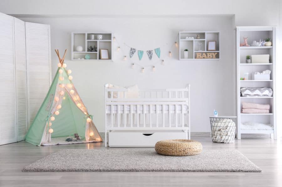 crib and tipi in baby's room