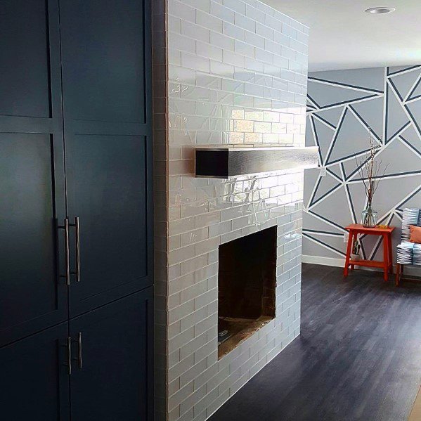 beveled fireplace tiles