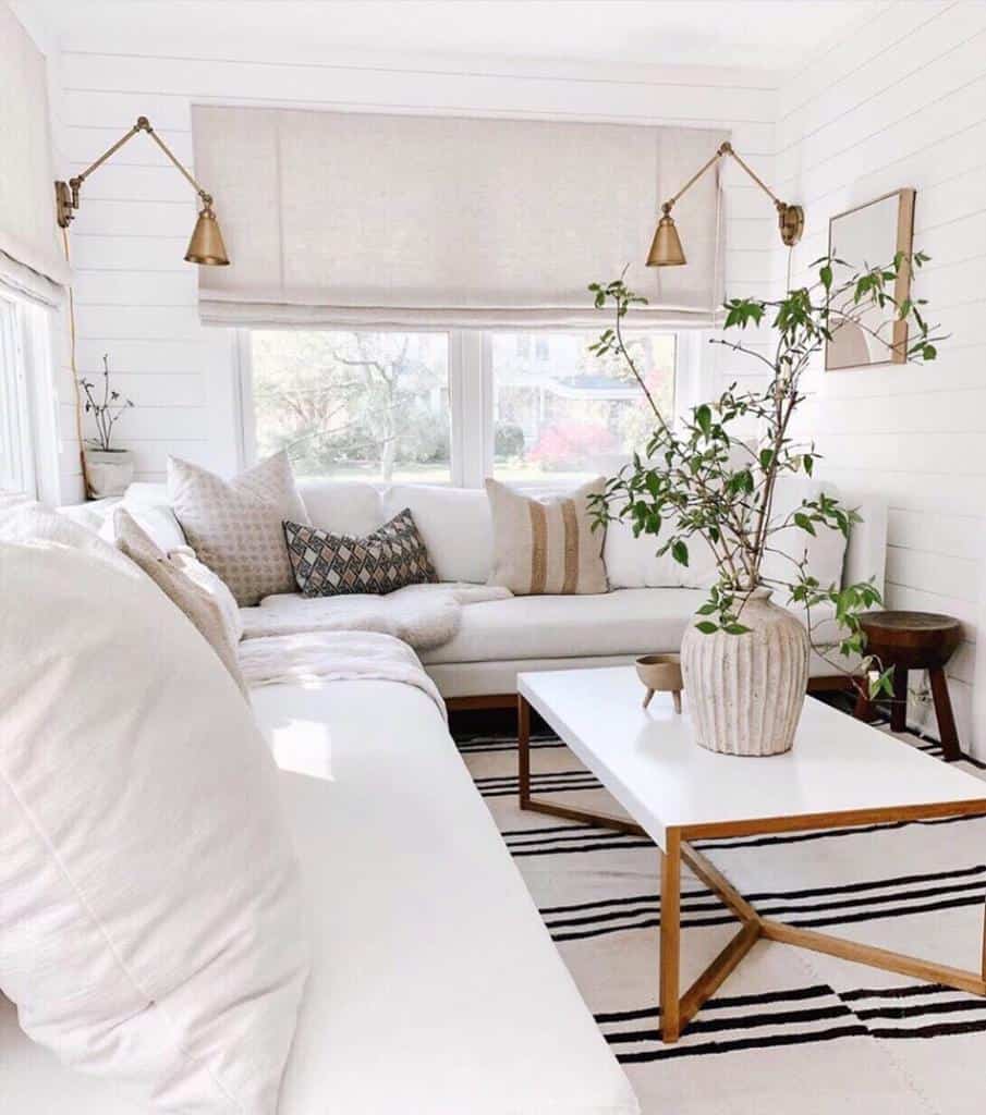 modern white sunroom copper lights