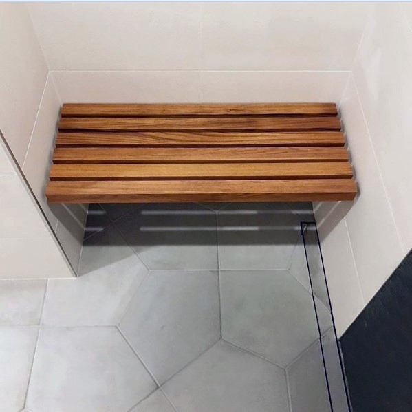 wood shower bench