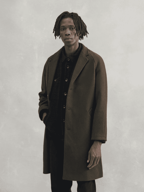 Percival Menswear Trenchcoat in Olive Melton